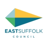 A kite shape divided into four colours with East Suffolk Council text below.