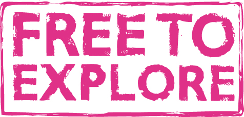 Pink 'Free to explore' Stamp image