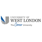 A logo with the text "University of West London The Career University" next to a grey and blue U shape