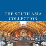 The words 'The South Asia Collection' above a photograph showing a large gallery with red brick walls and a domed wooden roof.