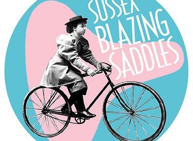 Sussex Blazing Saddles logo featuring cycling pioneer, Tessie Reynolds