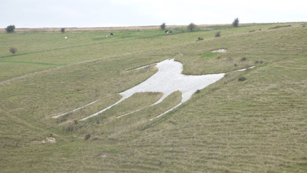 The Alton Barnes White Horse - a chalk figure of a horse on a hillside