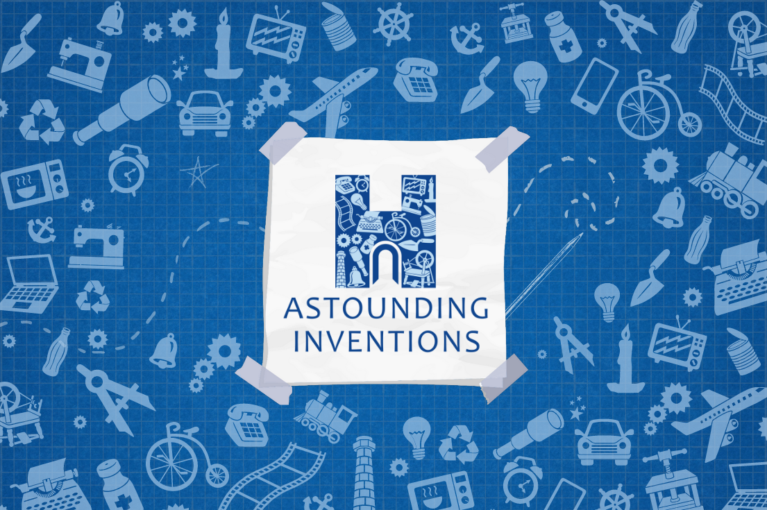 The Astounding Inventions logo, surrounded by invention themed logo.