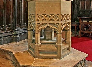 Font with Rood Screen in background