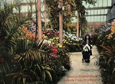 The Conservatory in Hesketh Park around 1900.