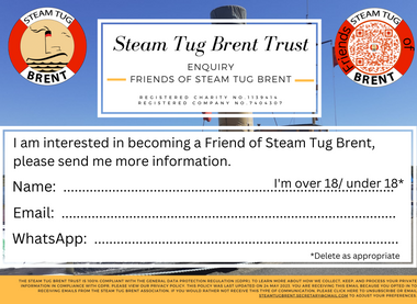 Become a friend of Steam Tug Brent and get her steaming again