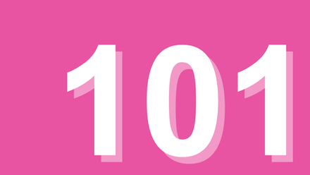 101 written in white on a dark pink background.